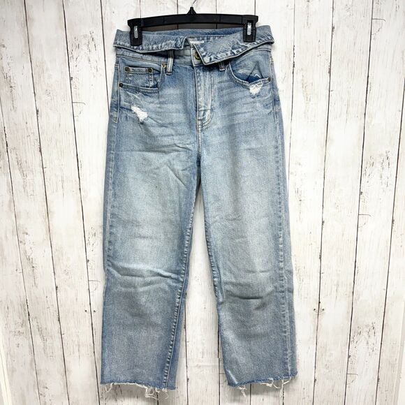 pistola Denim - Pistola Jeans Women Size 27 Distressed Wide Leg Cotton High Waisted‎ Rolled Hem